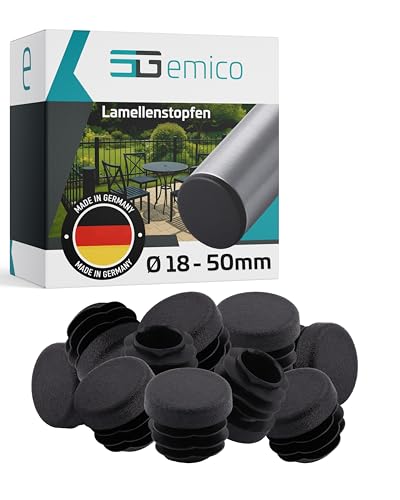 emico Lamellenstopfen Ø 22 mm - Rohrwandstärke 0,8-3,0 mm - 4 Stück Schwarz - Runde Stopfen aus hochwertigem PE - Witterungsbeständige & stoßfeste Rohrstopfen - Ideal für präzise Rohrabdeckungen emico Lamellenstopfen Ø 22 mm - Rohrwandstärke 0,8-3,0 mm - 4 Stück Schwarz - Runde Stopfen aus hochwertigem PE - Witterungsbeständige & stoßfeste Rohrstopfen - Ideal für präzise Rohrabdeckungen von EMICO
