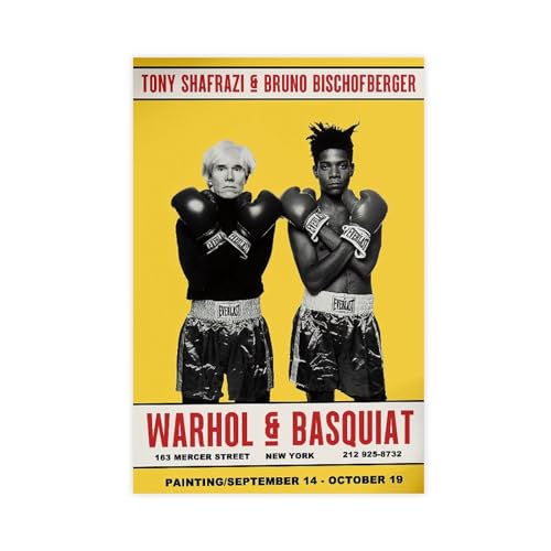 EMIGOS Basquiat und Warhol Leinwand-Poster, Wandkunst, Dekordruck, Bild Gemälde für Wohnzimmer, Schlafzimmer, Dekoration, ungerahmt, 50 x 75 cm von EMIGOS