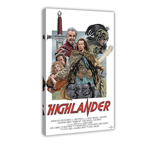 EMIGOS Fantasie-Film-Poster auf Leinwand, Motiv: Highlander, Schlafzimmer, Dekoration, Sport, Landschaft, Büro, Raumdekoration, Geschenk, Rahmen-Stil, 30 x 45 cm von EMIGOS