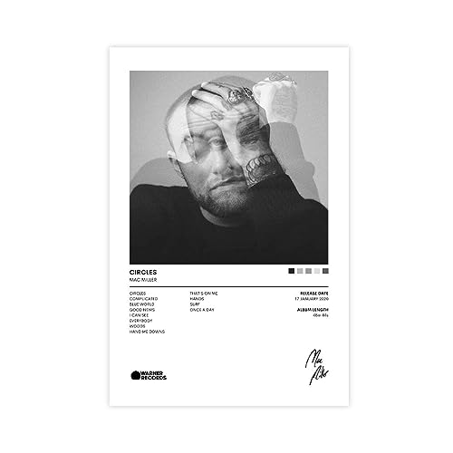 EMIGOS Kreise Mac Miller Musikalbum Poster Leinwand Poster Wandkunst Dekor Druck Bild Gemälde für Wohnzimmer Schlafzimmer Dekoration ungerahmt 60 x 90 cm von EMIGOS