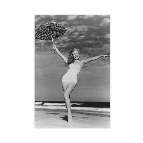 EMIGOS Leinwand-Poster, Motiv: Marilyn Monroe im Strand, Wandkunst, Dekor, Bild, Gemälde für Wohnzimmer, Schlafzimmer, Dekoration, ungerahmt, 30 x 45 cm von EMIGOS