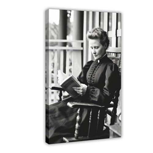 EMIGOS Marie Curie mit einem Buch, Poster, Leinwand-Poster, Wandkunst, Dekordruck, Bild, Gemälde für Wohnzimmer, Schlafzimmer, Dekoration, Rahmenstil, 50 x 75 cm von EMIGOS
