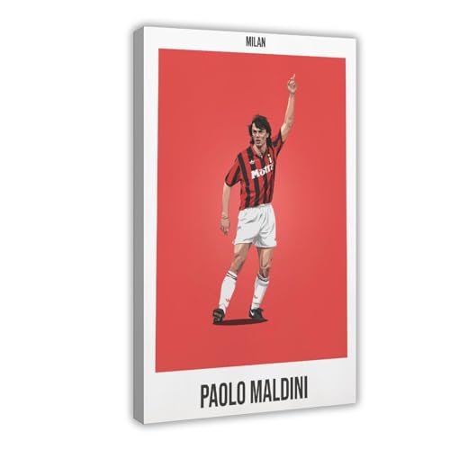 EMIGOS Paolo Maldini – Fußballspieler-Poster, Leinwand, Poster, Schlafzimmer, Dekoration, Sport, Landschaft, Büro, Raumdekoration, Geschenk, Rahmen-Stil, 30 x 45 cm von EMIGOS