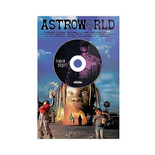 EMIGOS Travis Scott "ASTROWORLD" Album-Poster, Leinwand-Poster, Wandkunst, Dekordruck, Bild, Gemälde für Wohnzimmer, Schlafzimmer, Dekoration, ungerahmt, 40 x 60 cm von EMIGOS