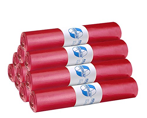 10er SET DEISS 11021 - PREMIUM - 120 Liter Abfallsäcke Typ 60 ROT - 25 Stk. je Rolle/Recycling-LDPE/Emil Deiss/Abfallsäcke/Typ 60 von EMIL DEISS KG