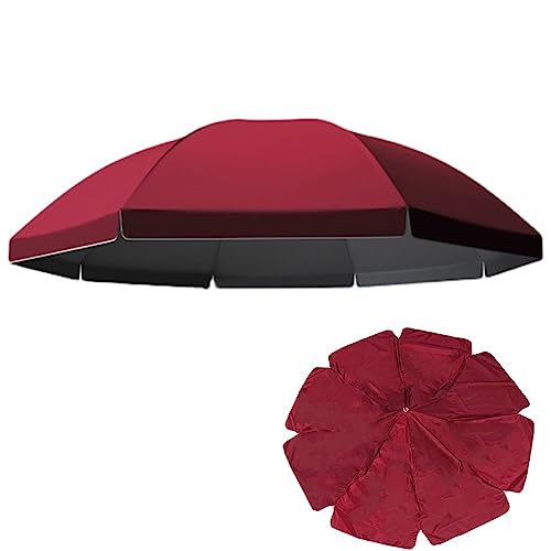 EMISOO 8-Rippen Sonnenschirm Ersatz-Abdeckung 200cm/300cm Terrassenschirm Ersatzbezug Wasserdichtes UV30+ Ersatztuch Sonnenschirm Für Garten, Strand, Pool (Color : Burgundy, Size : 2m/8 Ribs) von EMISOO