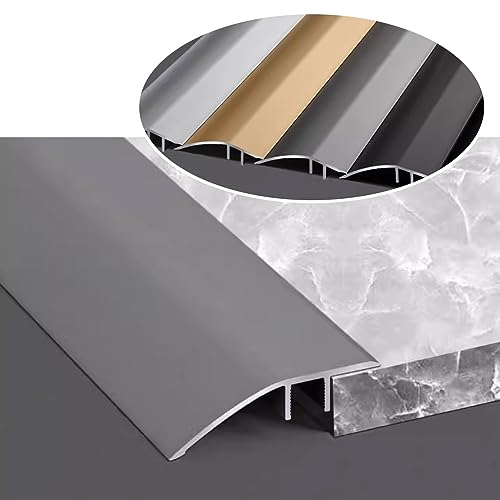 EMISOO Aluminium Übergangsprofil, Boden Übergangsleiste 15mm/20mm Höhenausgleichsprofil, Laminat Zu-Fliesen Übergangsschienen, Breite: 42mm/52mm (Color : Grey, Size : W52mm H20mm) von EMISOO