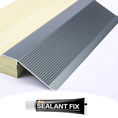 EMISOO Boden Übergangsleiste Türschwelle Übergangsschiene Breite 100mm Holz-zu-Fliesen Übergangsprofil Höhenausgleich 10mm-50mm Aluminium Bodenleiste Abdeckleiste (Color : Iron Gray) von EMISOO