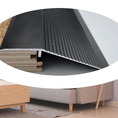 EMISOO Bodenübergangsstreifen Höhenausgleich 10-50mm Übergangsleiste Ausgleichsprofil Aluminium Übergangsprofil Für Türschwelle/Holzböden/Laminat/Fliesen (Color : Black) von EMISOO