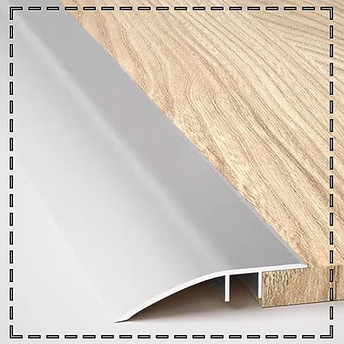 EMISOO Türschwelle Leiste Metall Bodenübergangsstreifen Holz-zu-Fliesen Übergangsprofil Höhenausgleich 7-15mm/15-20mm Übergangsleiste Für Teppichkanten (Color : Silver, Size : L90cm/W5.2cm/H1.5-2cm von EMISOO