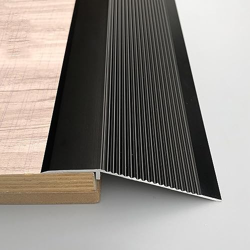 EMISOO Übergangsleiste Türschwelle Übergangsprofil 1-5cm Höhenausgleichsprofil Aluminium Boden Übergangsschiene Extra Breit 10cm Schwellenleiste (Color : Black) von EMISOO