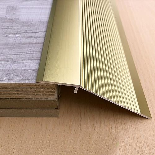 EMISOO Übergangsleiste Türschwelle Übergangsprofil 1-5cm Höhenausgleichsprofil Aluminium Boden Übergangsschiene Extra Breit 10cm Schwellenleiste (Color : Gold) von EMISOO