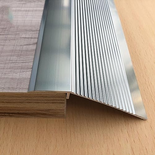 EMISOO Übergangsleiste Türschwelle Übergangsprofil 1-5cm Höhenausgleichsprofil Aluminium Boden Übergangsschiene Extra Breit 10cm Schwellenleiste (Color : Silver) von EMISOO