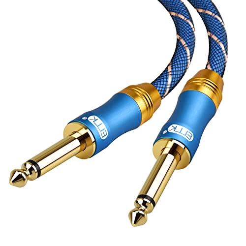 EMK 6.35 Gitarren Kabel, Mono 6,35 mm Audio Kabel 6,35 mm Instrumenten Kabel Nylon geflochten Stecker auf Stecker, TS Kabel für E-Bass, Lautsprecher, Verstärker usw. (1,5 m) von EMK