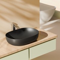 Emke - Aufsatzwaschbecken 60 x 41.5 x 13.5 cm Mattschwarz Abgerundetes Rechteckiges Keramikwaschbecken von EMKE
