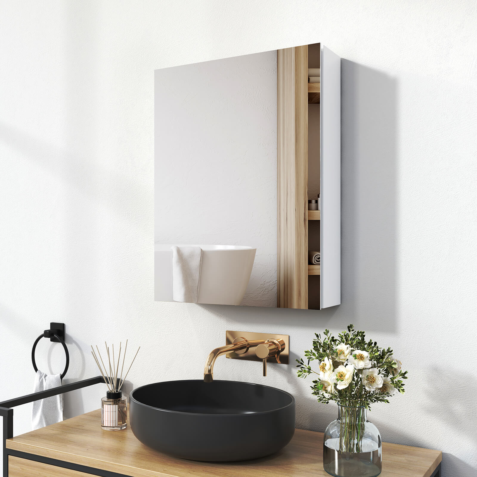 Bad-Spiegelschrank mit Soft-Close & kupferfreiem Spiegel, 50 × 65 cm von EMKE