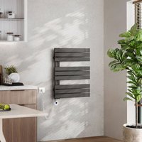 Badheizkörper Elektrisch mit Thermostat, Handtuchheizkörper Elektrisch Panel Handtuchhalter Handtuchtrokner inkl Heizstab mit timer, Anthrazit, von EMKE