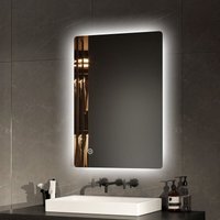 Badspiegel led 50x70cm Badezimmerspiegel mit Kaltweißer Beleuchtung Touch-schalter und Beschlagfrei IP44 Energie sparen - Emke von EMKE