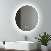 Badspiegel mit Beleuchtung Rund Rahmenloser led Badezimmerspiegel ф50cm (Warmweißes/Kaltweißes/Neutrales Licht, Touch-Schalter) - Emke von EMKE