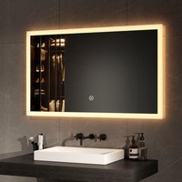 Badspiegel mit Beleuchtung led Badezimmerspiegel 100x60cm (Warmweißes/Kaltweißes/Neutrales Licht, Touch-Schalter) - Emke von EMKE