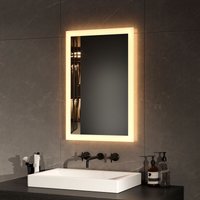 Badspiegel mit Beleuchtung led Badezimmerspiegel 60x40cm (Warmweißes Licht) - Emke von EMKE