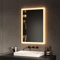 Badspiegel mit Beleuchtung led Badezimmerspiegel 70x50cm (Warmweißes Licht) - Emke von EMKE