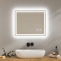 Emke - Badspiegel mit Touch 6500K LED-Beleuchtung eckig, Beschlagfrei, Helligkeit Einstellbar, Memory-Funktion, Horizontal&Vertical 60 x 50 cm von EMKE