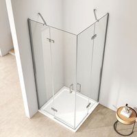Duschkabine Eckeinstieg Dusche Duschabtrennung mit 5 mm NANO-Glas, 75x90cm, 195cm Höhe - Emke von EMKE
