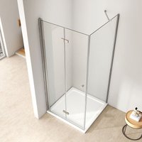 Duschkabine 80x75cm Duschabtrennung 6mm esg klares Sicherheitsglas Falttür Duschtür mit Seitenwand Höhe: 185cm - Emke von EMKE