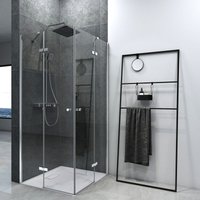 Duschkabine Eckeinstieg Dusche Duschabtrennung mit 5 mm NANO-Glas, 80x90cm, 185cm Höhe - Emke von EMKE