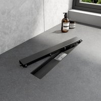 Duschrinne 50 cm Edelstahl Befliesbar 2 in 1 Komplettset Bodenablauf Dusche Siphon, Extra Flach Abflussrinne Haarsieb Randablauf Schwarz - Emke Duschrinne 50 cm Edelstahl Befliesbar 2 in 1 Komplettset Bodenablauf Dusche Siphon, Extra Flach Abflussrinne Haarsieb Randablauf Schwarz - Emke von EMKE