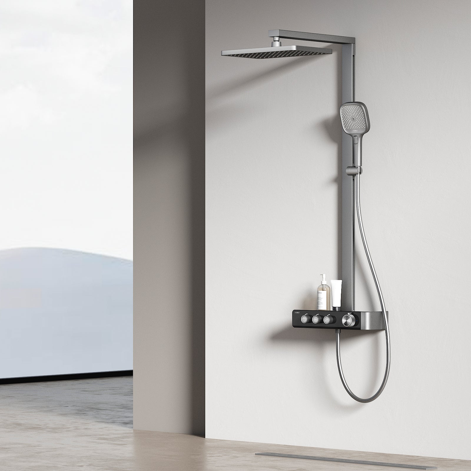 Duschsäule mit Thermostat, Regendusche & einstellbarem Wasserdurchfluss Duschsäule mit Thermostat, Regendusche & einstellbarem Wasserdurchfluss von EMKE