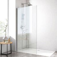Duschwand Walk In Duschtrennwand Für Badewanne 8mm Dusche Glas nano einfach-Reinigung Beschichtung, Chrom, 80x195cm - Emke von EMKE