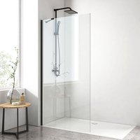 Emke - Duschwand Walk In Duschtrennwand Für Badewanne 8mm Dusche Glas nano einfach-Reinigung Beschichtung, Schwarz, 80x195cm von EMKE