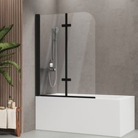 Emke - Duschwand für Badewanne Mattschwarzer Badewannenfaltwand 2-teilig Faltbar 110x140cm Badewannen-Duschwand 6mm nano-glas von EMKE