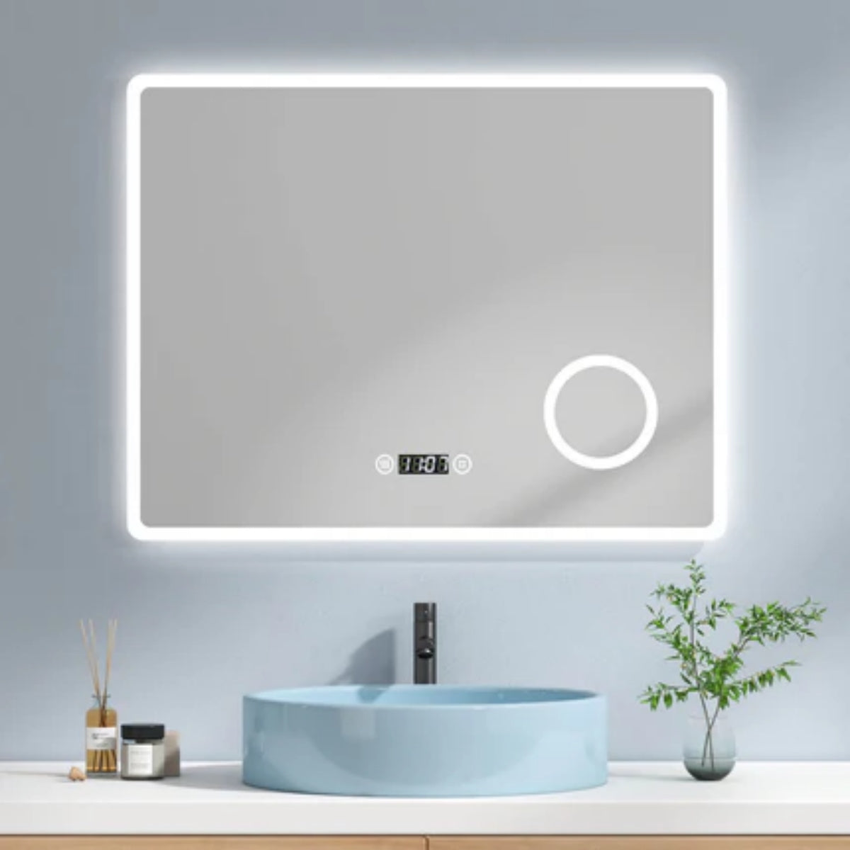 Rahmenloser LED-Spiegel mit Touch‑Bedienung von EMKE