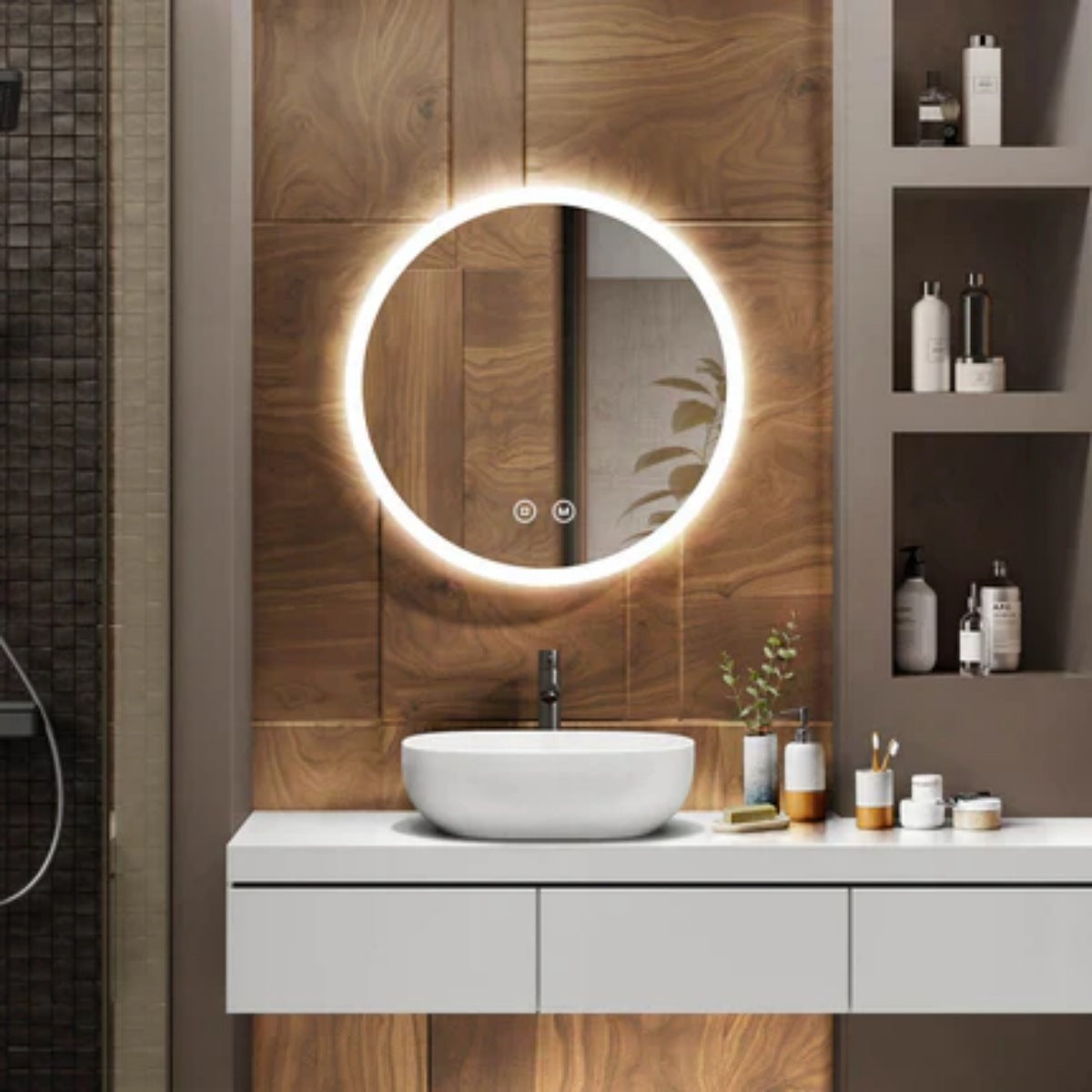 Runder LED-Badspiegel mit Anti‑Beschlagfunktion Runder LED-Badspiegel mit Anti‑Beschlagfunktion von EMKE
