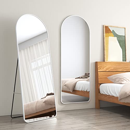 EMKE 160x60cm Ganzkörperspiegel Weiß Standspiegel Groß mit Weiß Metallrahmen stehspiegel, Weiß ganzkörperspiegel für Schlafzimmer, Wohnzimmer, Flur und Garderobe von EMKE