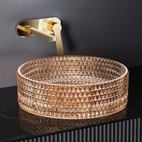 EMKE Aufsatzwaschbecken 36 x 36 x 11.2 cm Roségoldenem Glas Rundes Handwaschbecken von EMKE