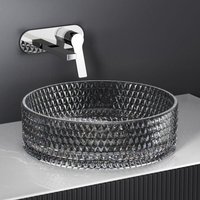 EMKE Aufsatzwaschbecken 36 x 36 x 11.2 cm Schwarzes Glas Rundes Handwaschbecken von EMKE