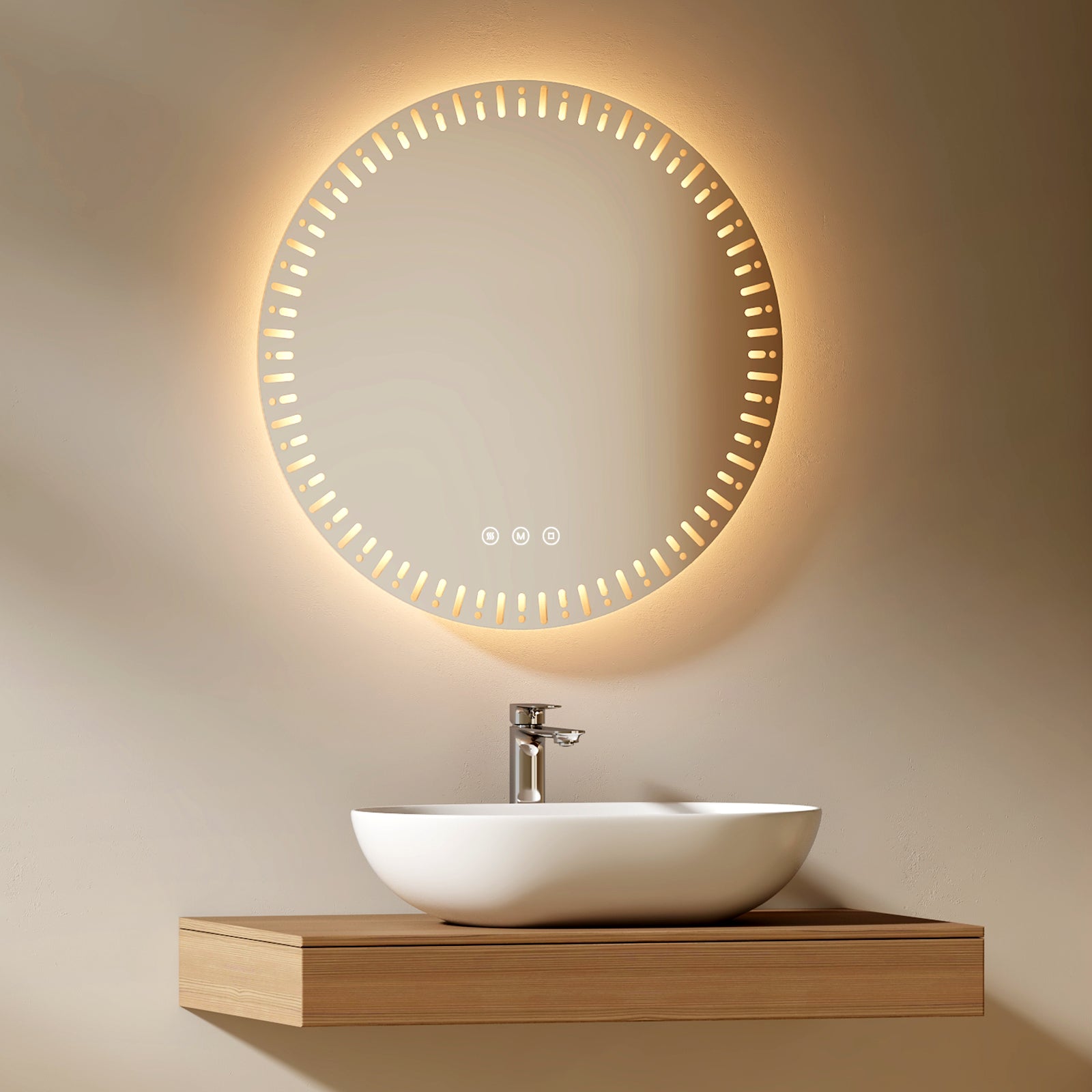 Runder LED-Badspiegel mit Touch-Steuerung, Antibeschlag & dimmbarem Licht Runder LED-Badspiegel mit Touch-Steuerung, Antibeschlag & dimmbarem Licht von EMKE