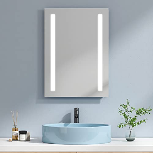 EMKE Badezimmerspiegel, LED, 50 x 70 cm, mit kaltweißem Licht, Wandspiegel von EMKE