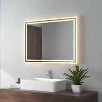 Badezimmerspiegel mit Beleuchtung led Badspiegel 80x60cm (Warmweißes Licht) - Emke von EMKE