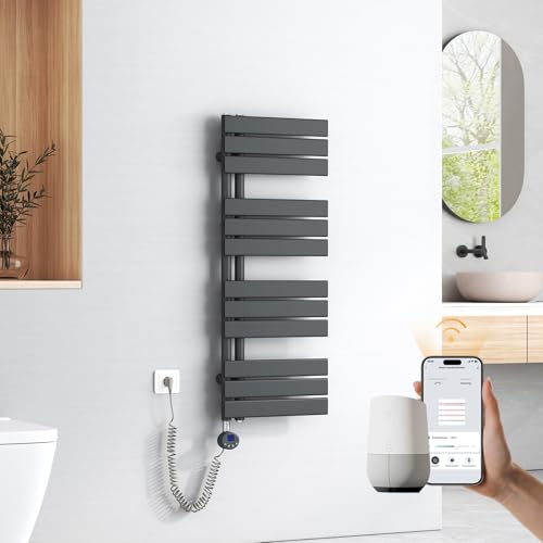 EMKE Badheizkörper Elektrisch 1041 x 400 mm, WiFi Intelligenter Handtuchheizkörper Elektrisch mit Thermostat, Elektrischer Handtuchwärmer Handtuchtrockner mit Heizstab Anthrazit 400W EMKE Badheizkörper Elektrisch 1041 x 400 mm, WiFi Intelligenter Handtuchheizkörper Elektrisch mit Thermostat, Elektrischer Handtuchwärmer Handtuchtrockner mit Heizstab Anthrazit 400W von EMKE