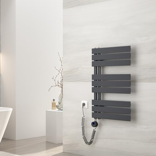 EMKE Badheizkörper Elektrisch 762x500mm, mit Thermostat 400 Watt, Flach Handtuchheizkörper Elektrisch Panel Handtuchhalter Handtuchtrokner inkl Heizstab mit timer Anthrazit EMKE Badheizkörper Elektrisch 762x500mm, mit Thermostat 400 Watt, Flach Handtuchheizkörper Elektrisch Panel Handtuchhalter Handtuchtrokner inkl Heizstab mit timer Anthrazit von EMKE