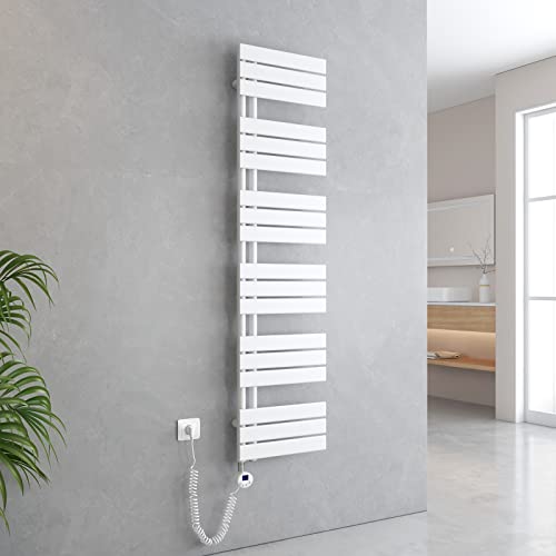 EMKE Handtuchheizkörper Elektrisch 1599x400 mm, Badheizkörper Elektrisch mit Thermostat Elektrischer Handtuchwärmer Handtuchtrockner Handtuch Heizkörper Bad Handtuchhalter mit Heizstab Weiß 800W von EMKE