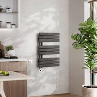 EMKE Badheizkörper Elektrisch mit Thermostat, Handtuchheizkörper Elektrisch Panel Handtuchhalter Handtuchtrokner inkl Heizstab mit timer, Anthrazit, von EMKE