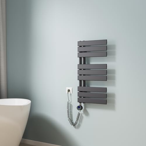 EMKE Badheizkörper Handtuchhalter Elektrisch 762x400 mm, Handtuchheizkörper Elektrisch mit Thermostat Elektrischer Handtuchwärmer Handtuchtrockner Handtuchheizung mit Heizstab Anthrazit 400W EMKE Badheizkörper Handtuchhalter Elektrisch 762x400 mm, Handtuchheizkörper Elektrisch mit Thermostat Elektrischer Handtuchwärmer Handtuchtrockner Handtuchheizung mit Heizstab Anthrazit 400W von EMKE