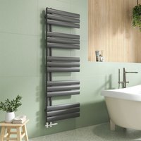 EMKE Badheizkörper Handtuchhalter Oval Röhren 1430x400 mm Handtuchheizkörper Seitenanschluss Handtuchwärmer Anthrazit 484 Watt von EMKE