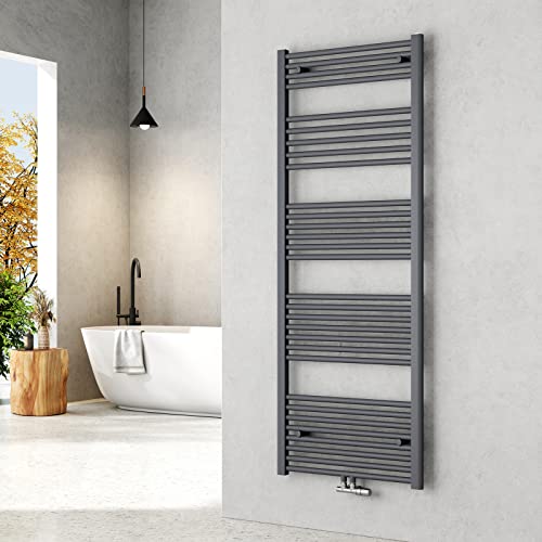EMKE Badheizkörper Handtuchhalter 1600x600 mm, Handtuchheizkörper Mittelanschluss Handtuchwärmer Handtuchtrockner Heizkörper Bad Handtuchheizung Anthrazit 761W von EMKE